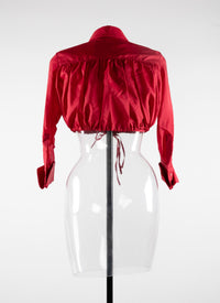 Short silk shirt with long sleeves - Amaranth