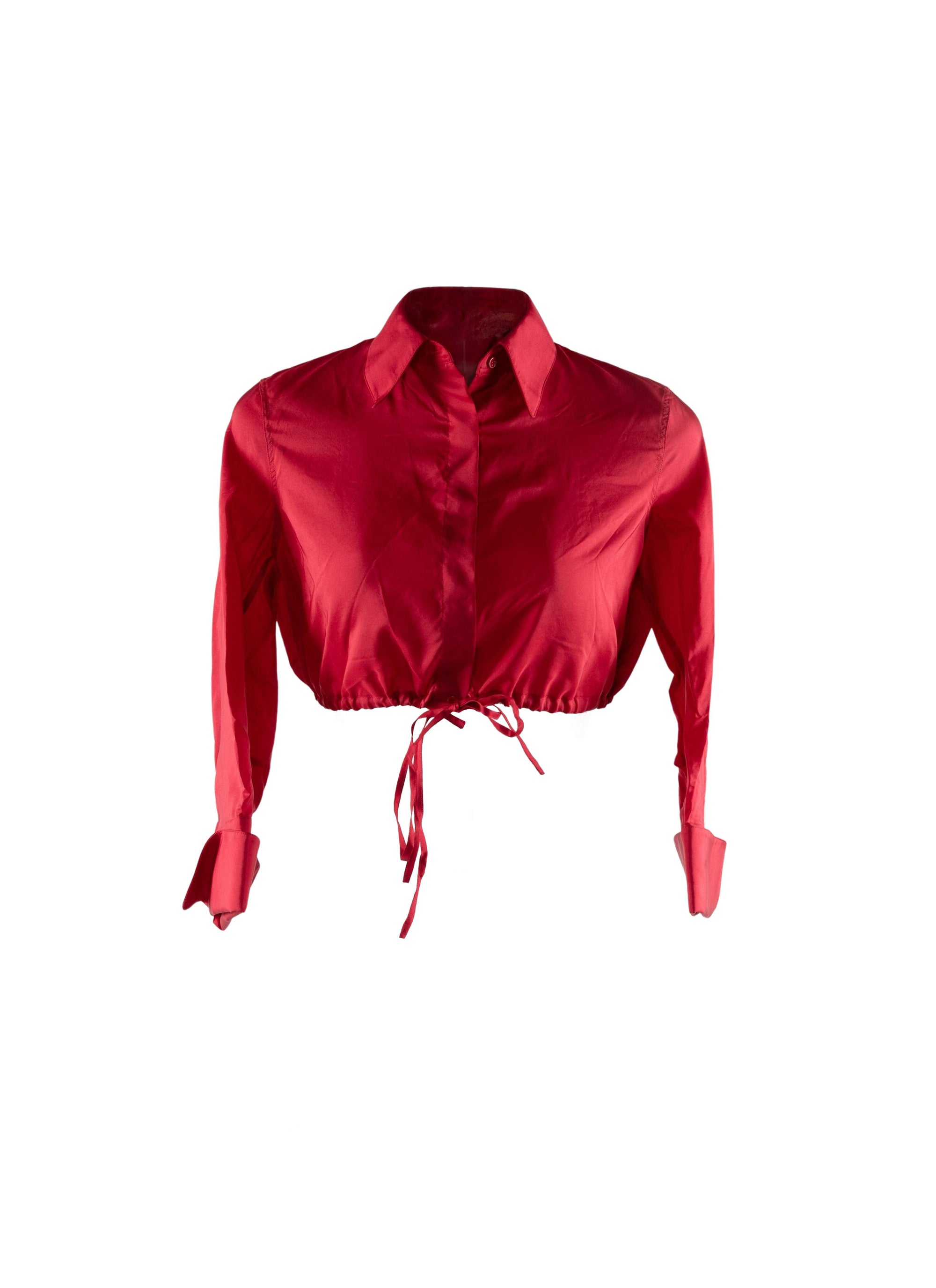 Short silk shirt with long sleeves - Amaranth
