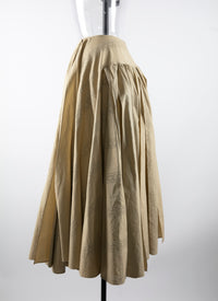 Midi skirt with asymmetric pleats - Putty