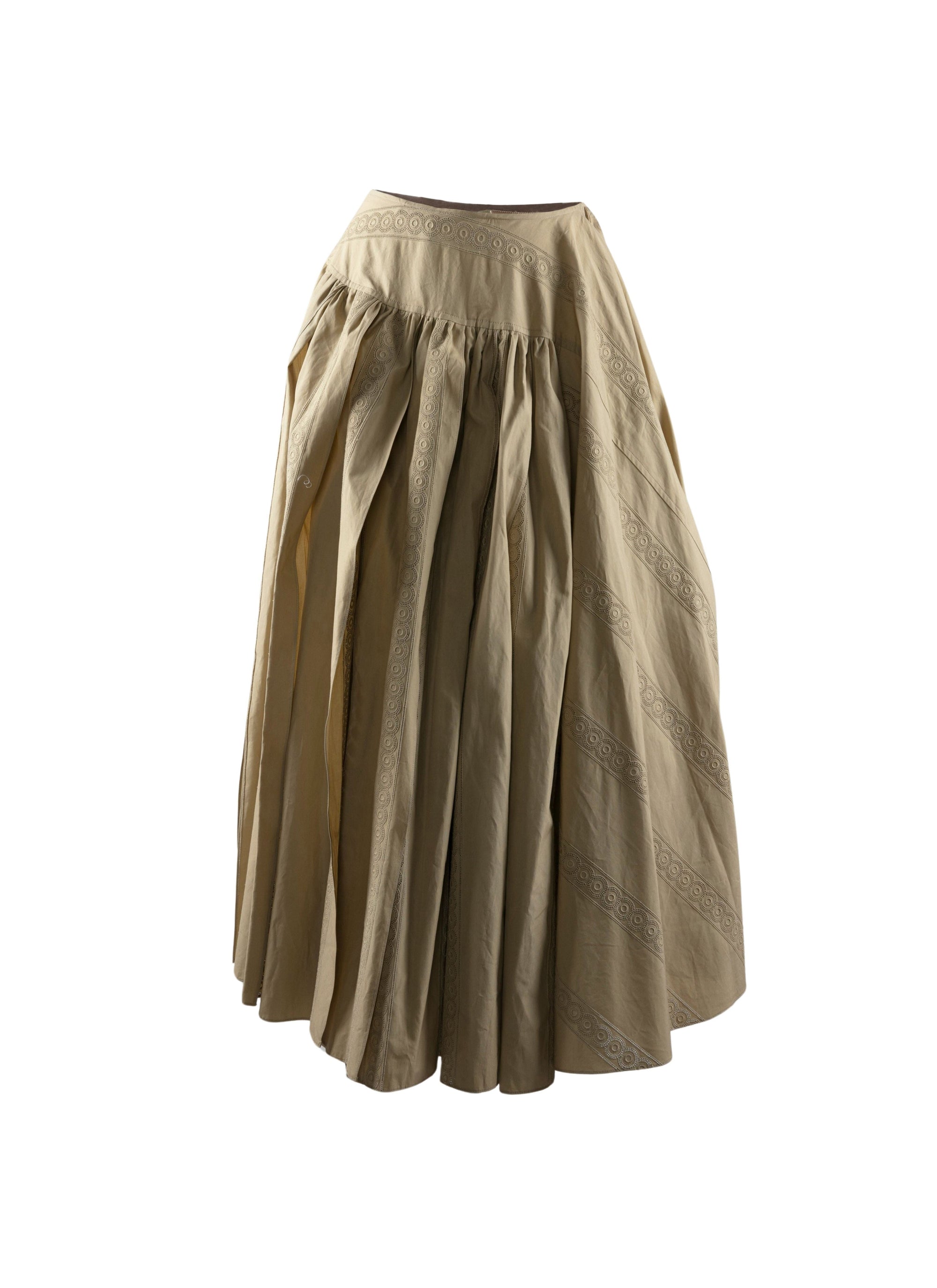 Midi skirt with asymmetric pleats - Putty
