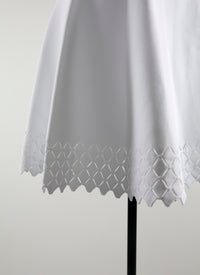 Plain short skirt with hemstitching - White