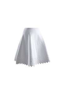 Plain short skirt with hemstitching - White