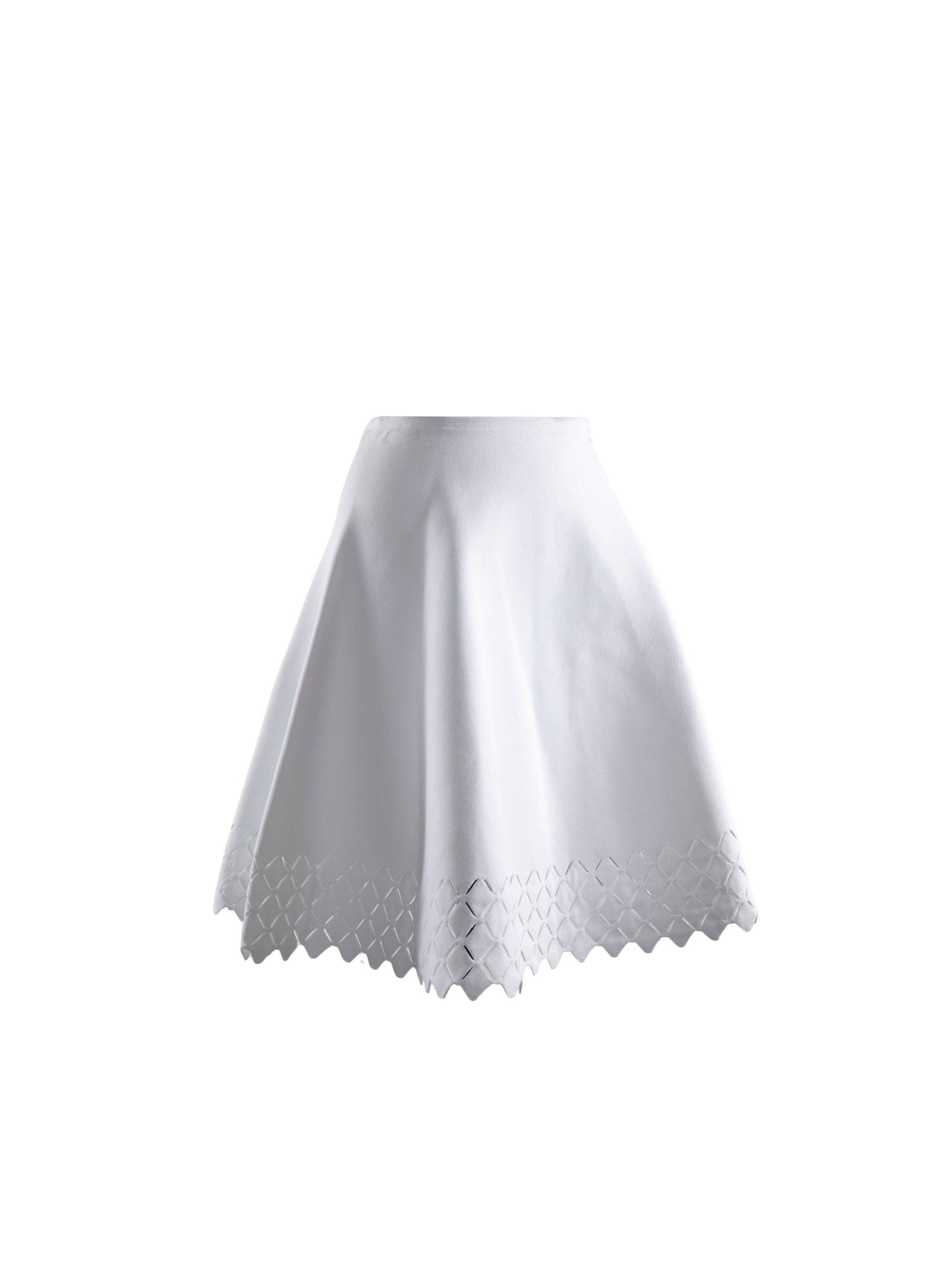 Plain short skirt with hemstitching - White