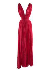 Gathered v-neck dress - Amaranth