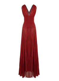 Jersey sleeveless dress - Brick