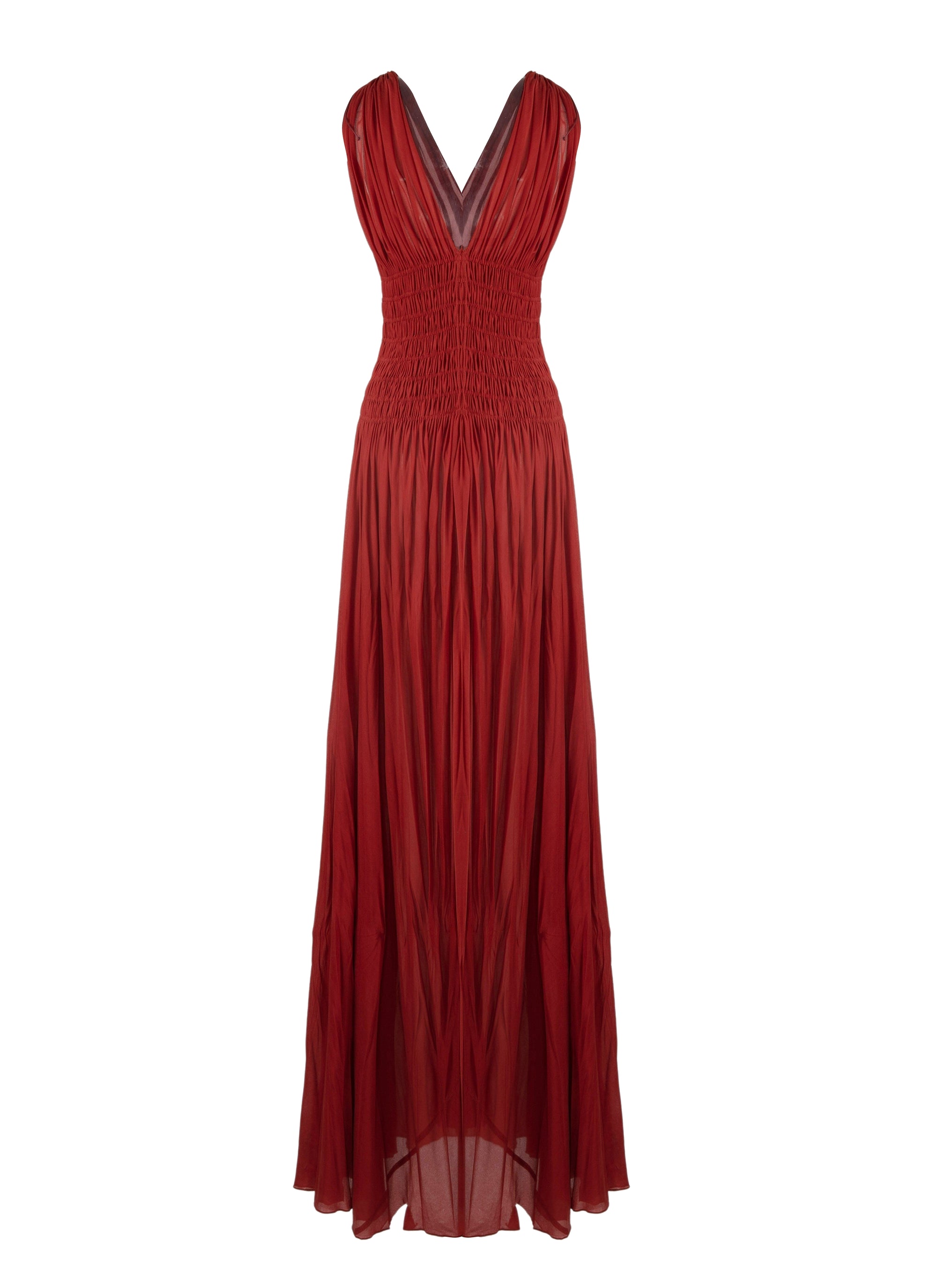 Jersey sleeveless dress - Brick