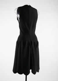 Robe sans manches effet origami col v - Noir