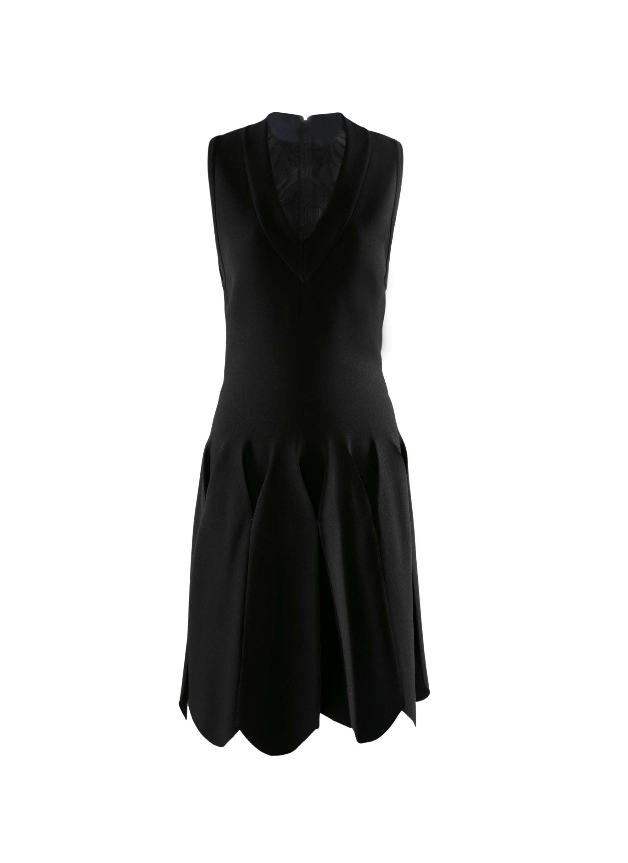 Robe sans manches effet origami col v - Noir