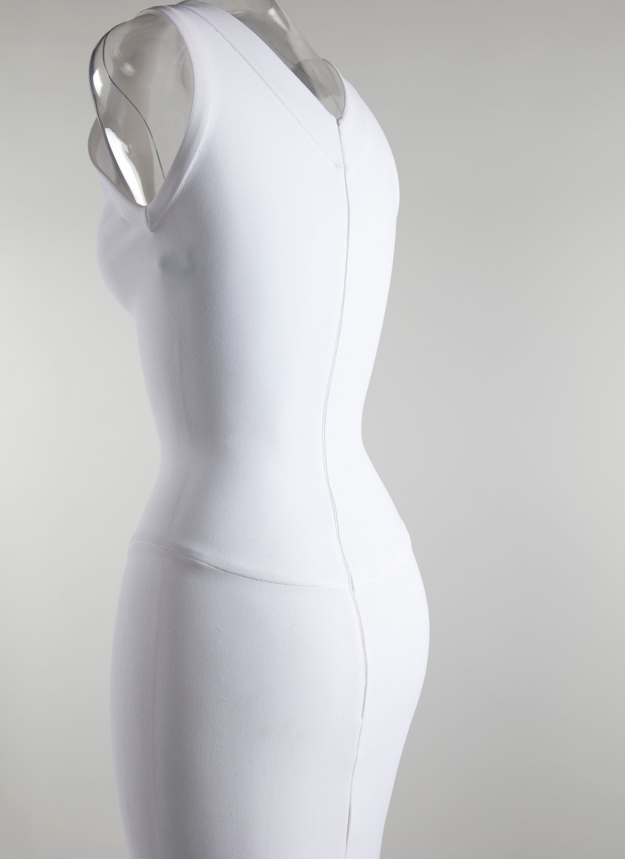 Robe moulante sans manches col v - Blanc