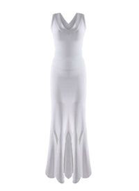 Robe moulante sans manches col v - Blanc