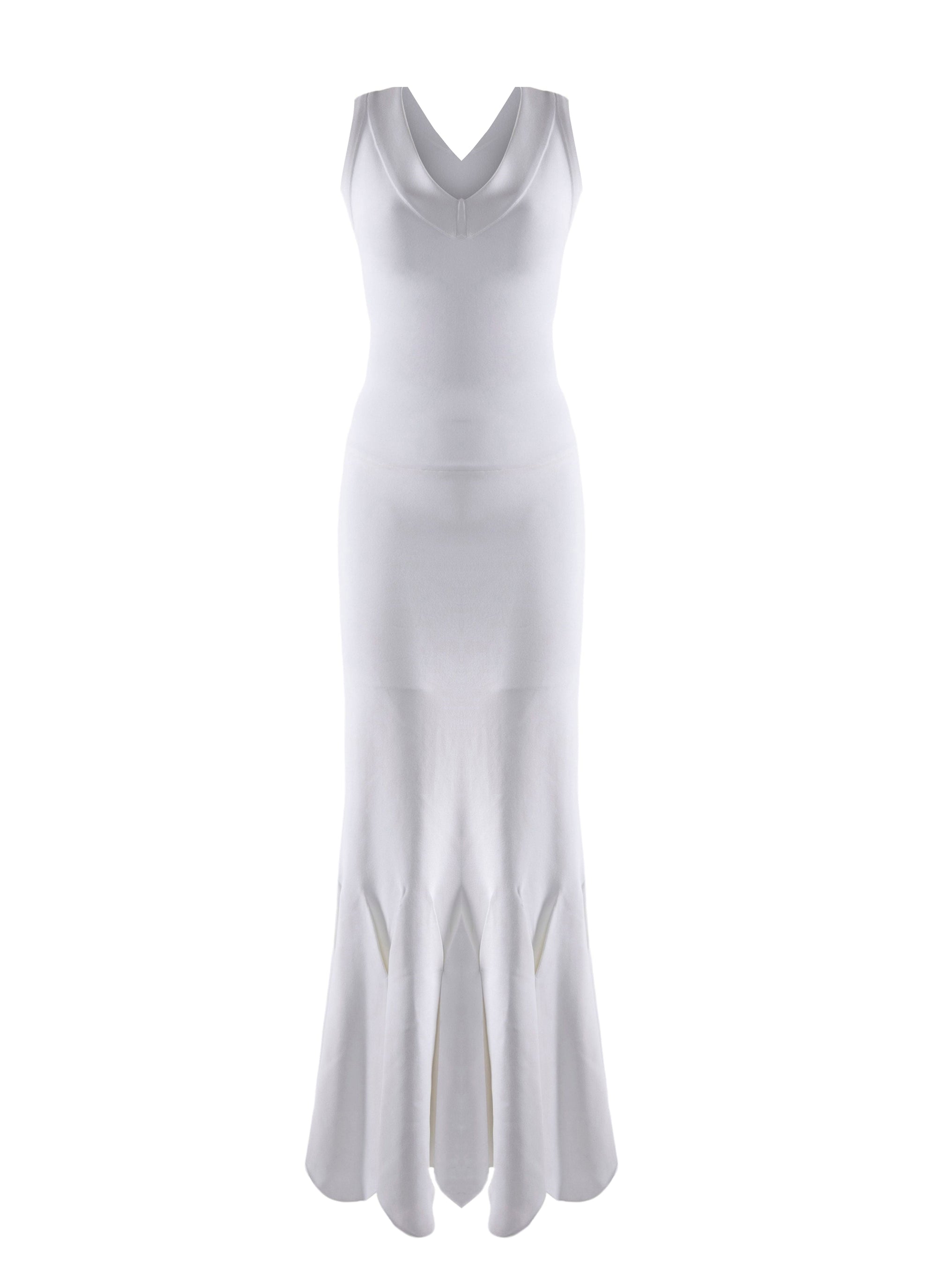 Robe moulante sans manches col v - Blanc