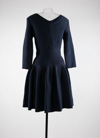 3/4 sleeves v-neck dress - Cobalt
