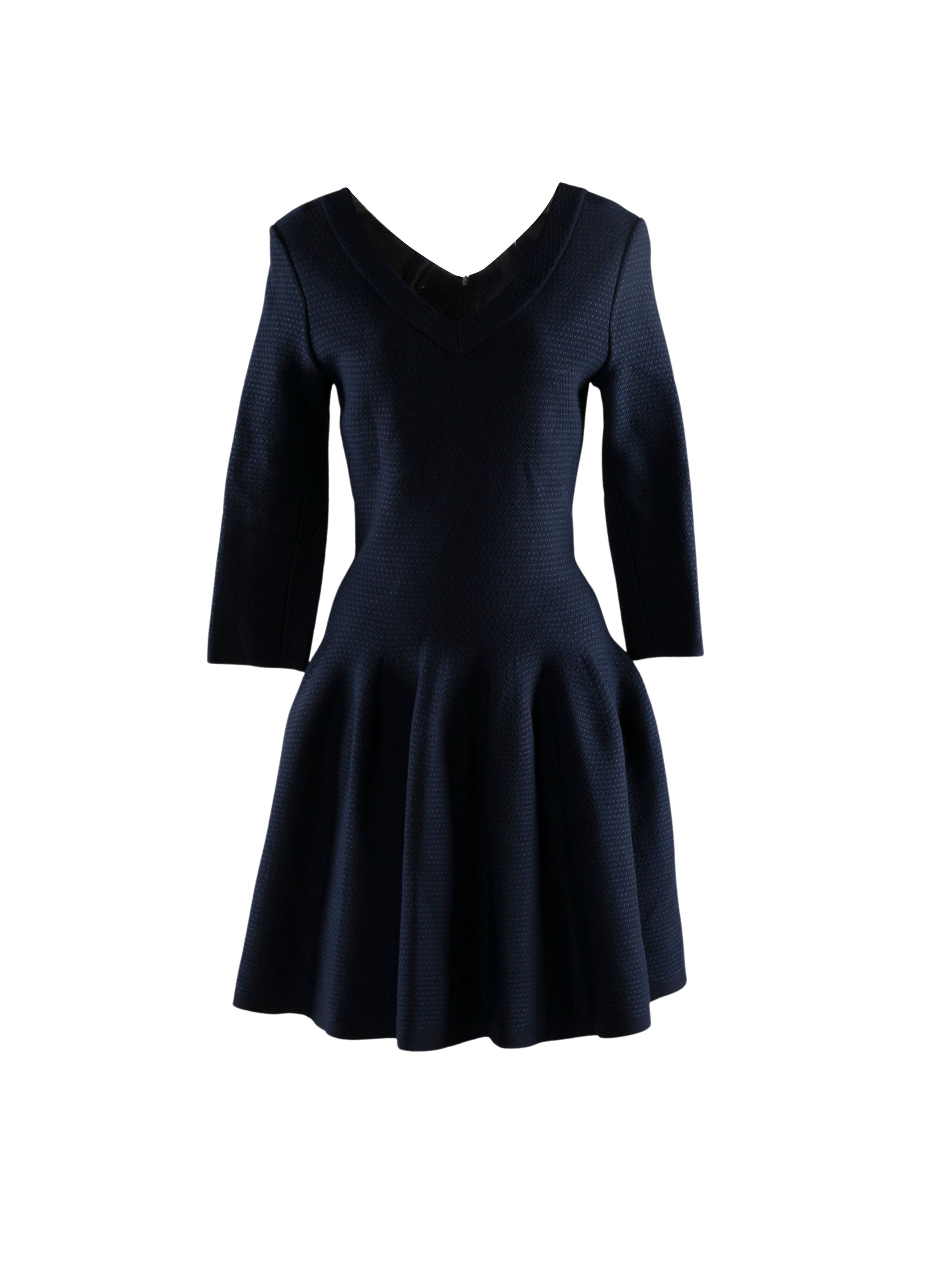 3/4 sleeves v-neck dress - Cobalt
