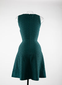 Sleeveless round-neck dress with back zip - Petroleum Blue