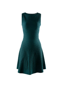 Sleeveless round-neck dress with back zip - Petroleum Blue