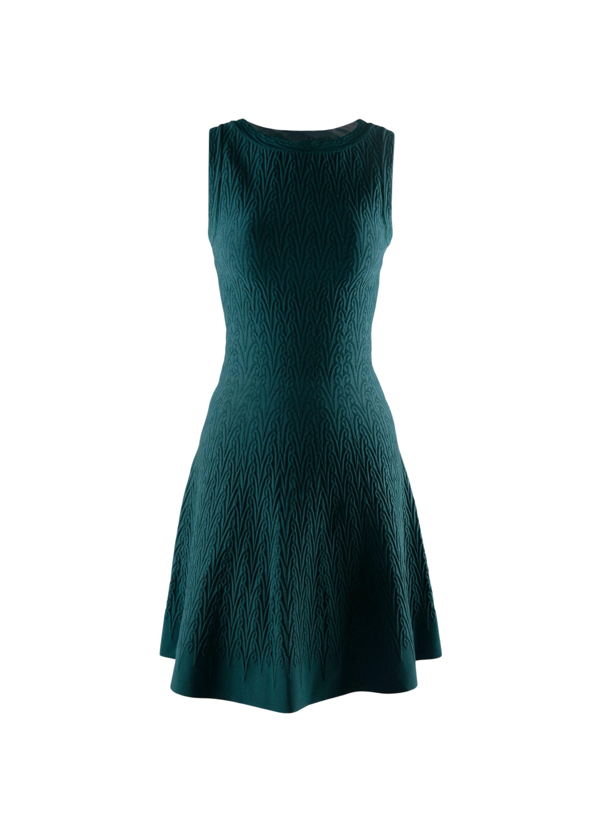 Sleeveless round-neck dress with back zip - Petroleum Blue