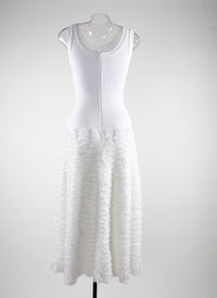Sleeveless dress with microflounce bottoms - White