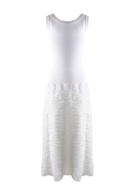 Sleeveless dress with microflounce bottoms - White