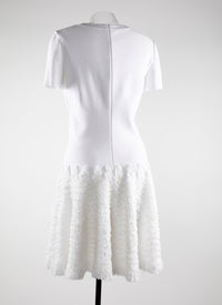 Short-sleeved dress with microflounce bottoms - White