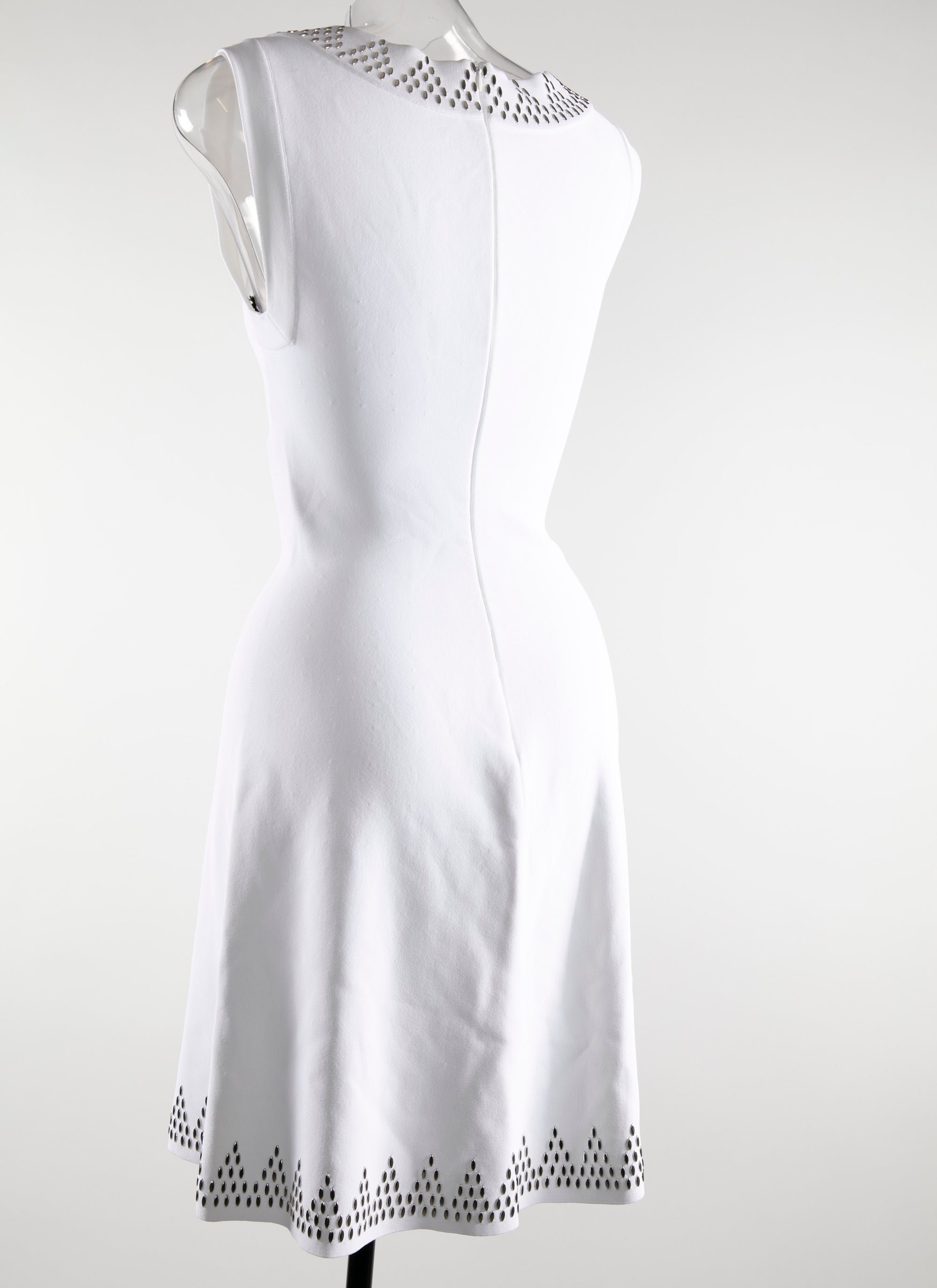 Robe sans manches col v à motif argenté - Blanc