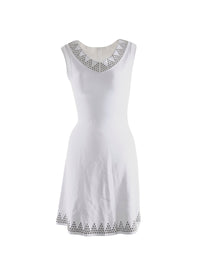 Robe sans manches col v à motif argenté - Blanc