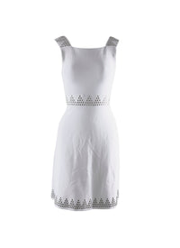 Triangle mesh sleeveless short dress - White