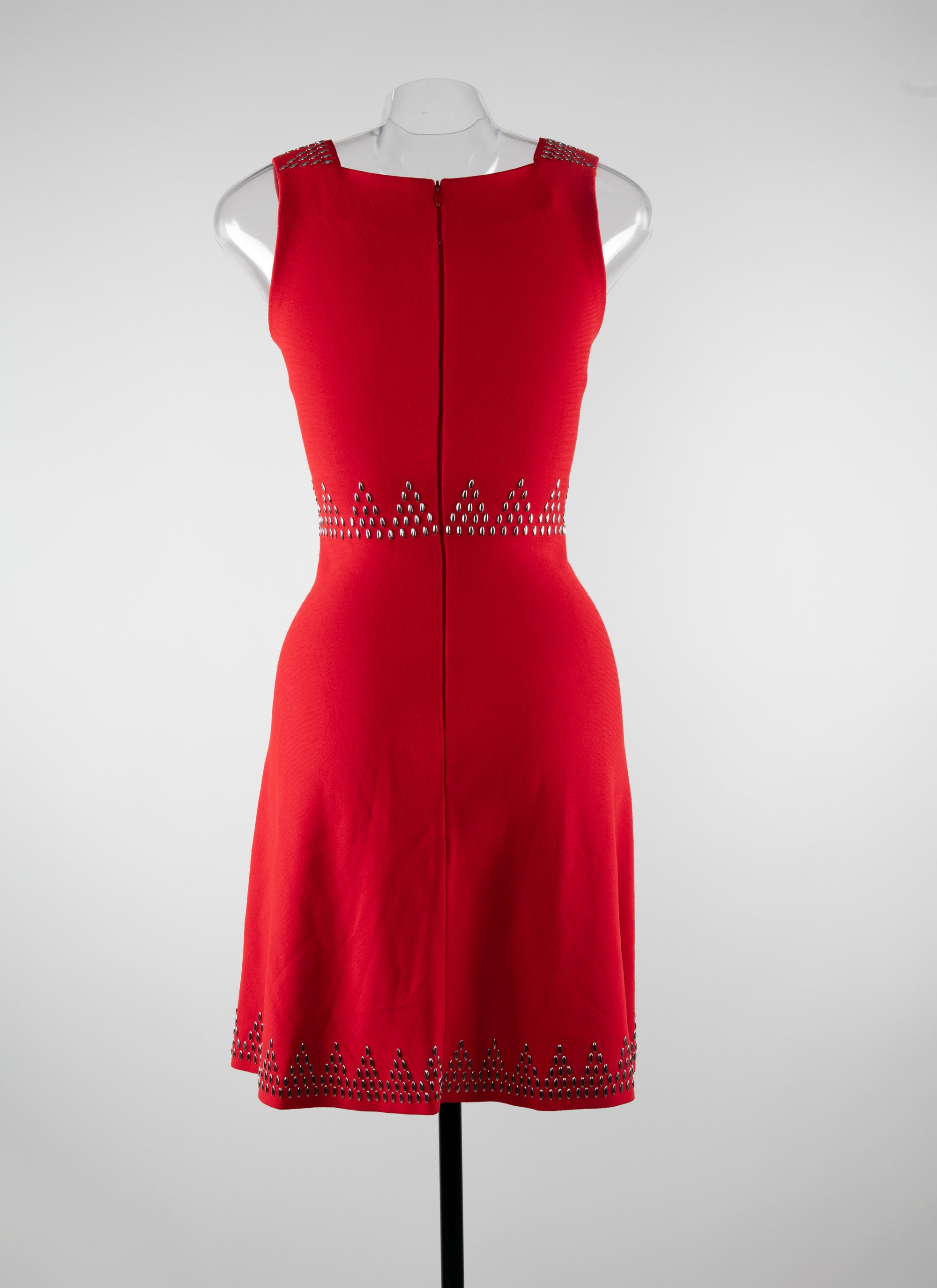 Triangle mesh sleeveless short dress - Scarlet