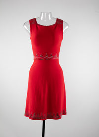 Triangle mesh sleeveless short dress - Scarlet