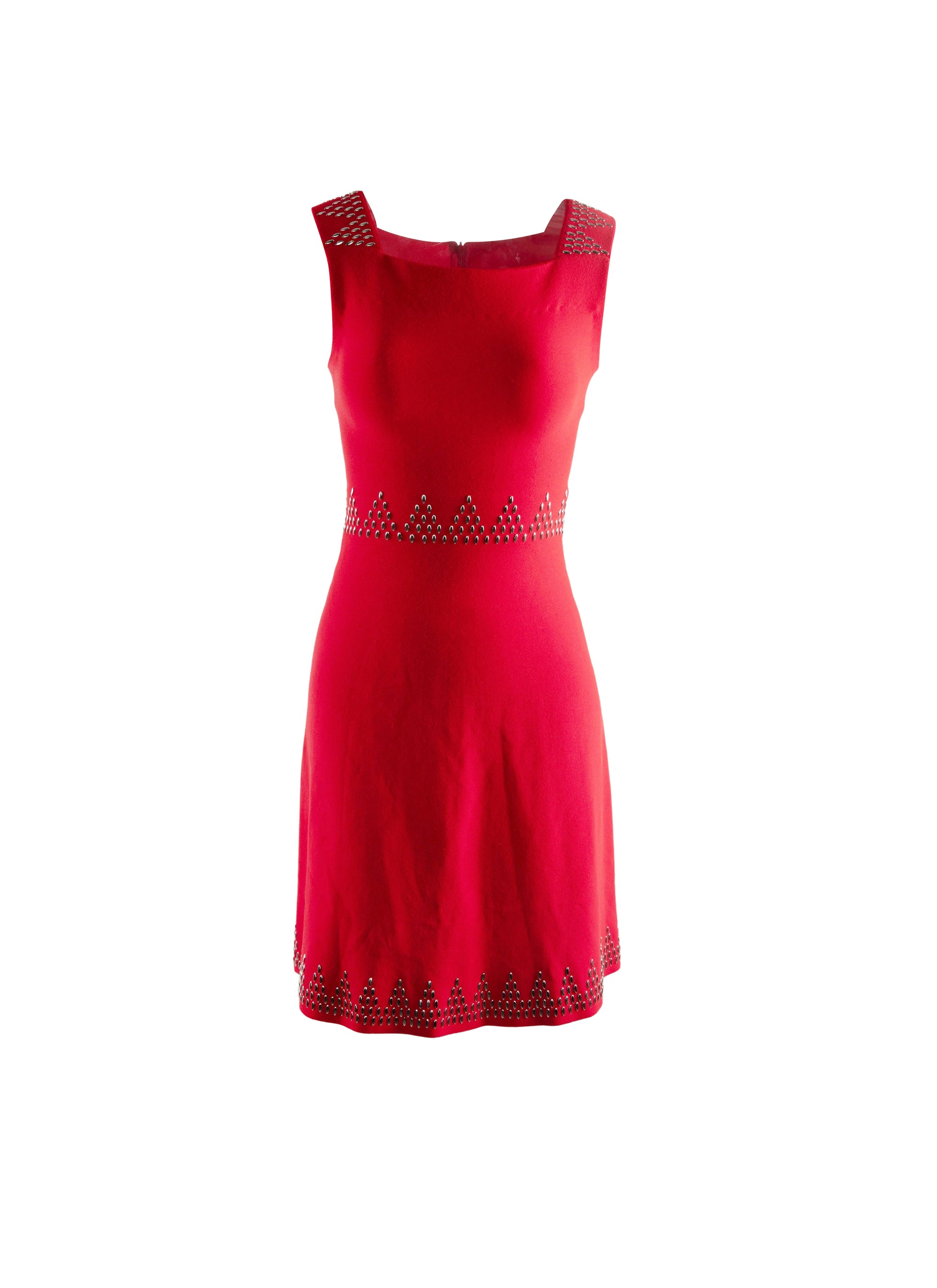 Triangle mesh sleeveless short dress - Scarlet