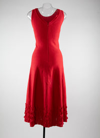 Robe sans manches avec détails en relief - Ecarlate
