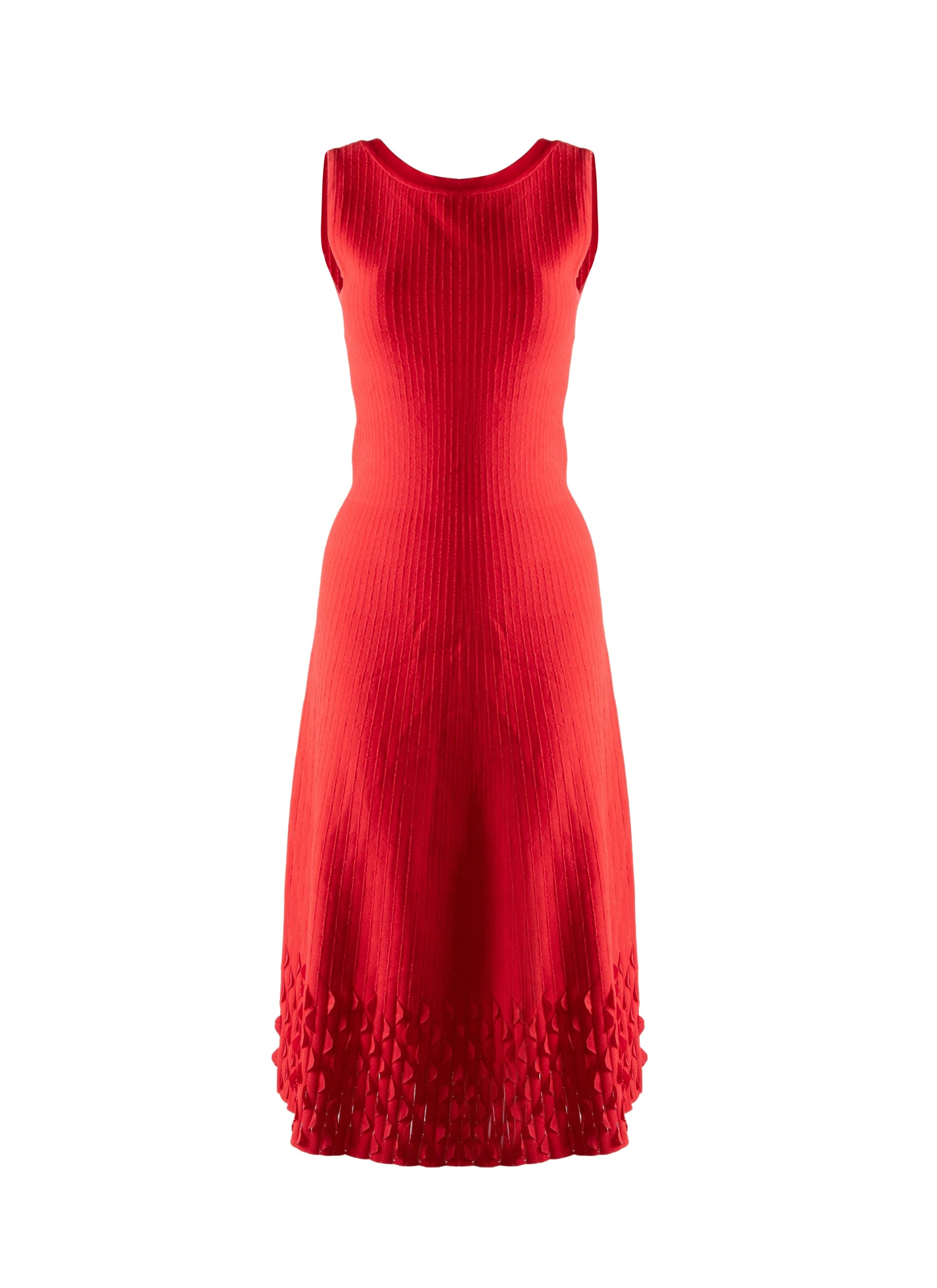 Robe sans manches avec détails en relief - Ecarlate