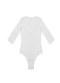 3/4 sleeve v-neck bodysuit - White