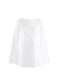 Long Sleeve Diamond Sweater - White