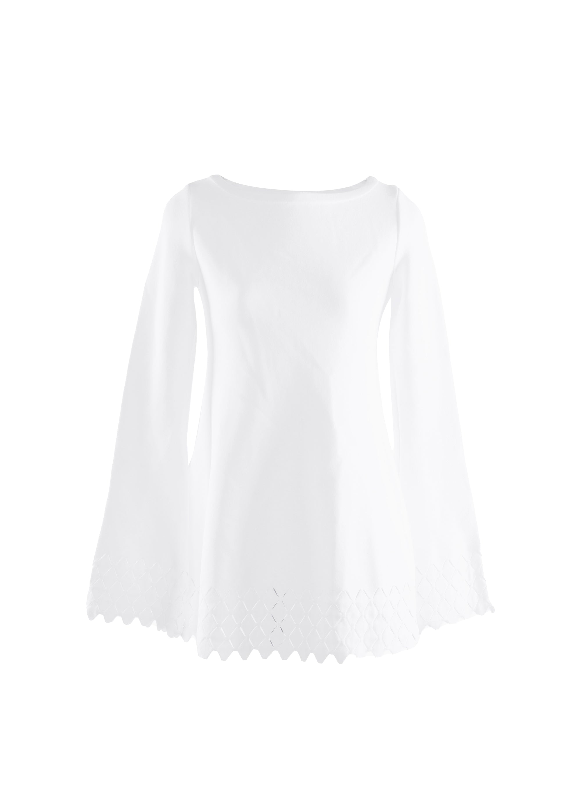 Long Sleeve Diamond Sweater - White