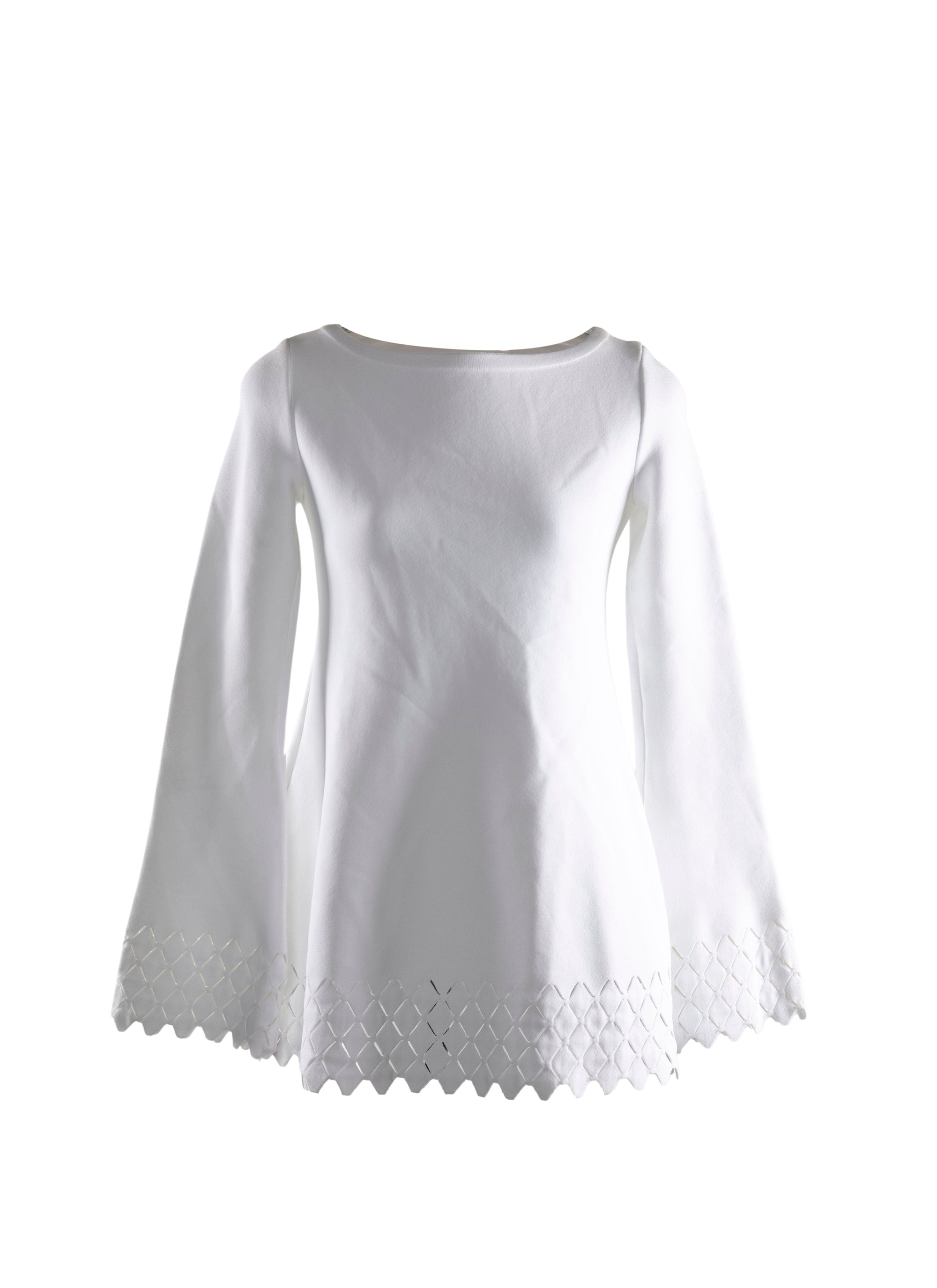 Long-sleeved diamond tunic - White