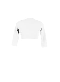 Cardigan court boutonné à manches longues en maille - Blanc