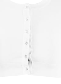Cardigan court boutonné à manches longues en maille - Blanc