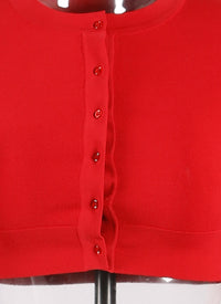 Long-sleeved knitted button-down cardigan - Amaranth