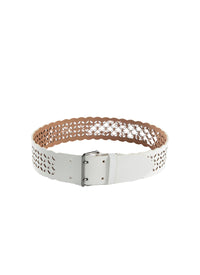 Openwork leather belt - Optic White