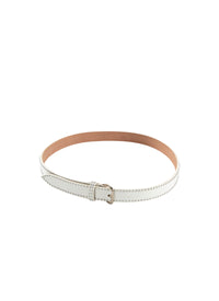 Ceinture très fine cloutée en cuir - Blanc Optique