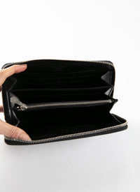 Leather eyelet wallet - Black intense