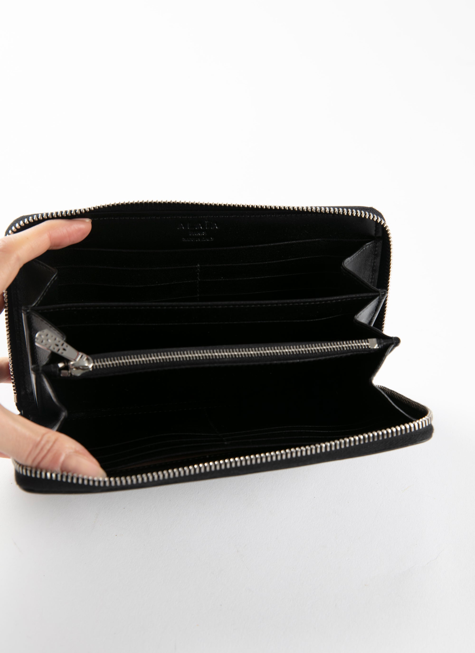 Leather eyelet wallet - Black intense