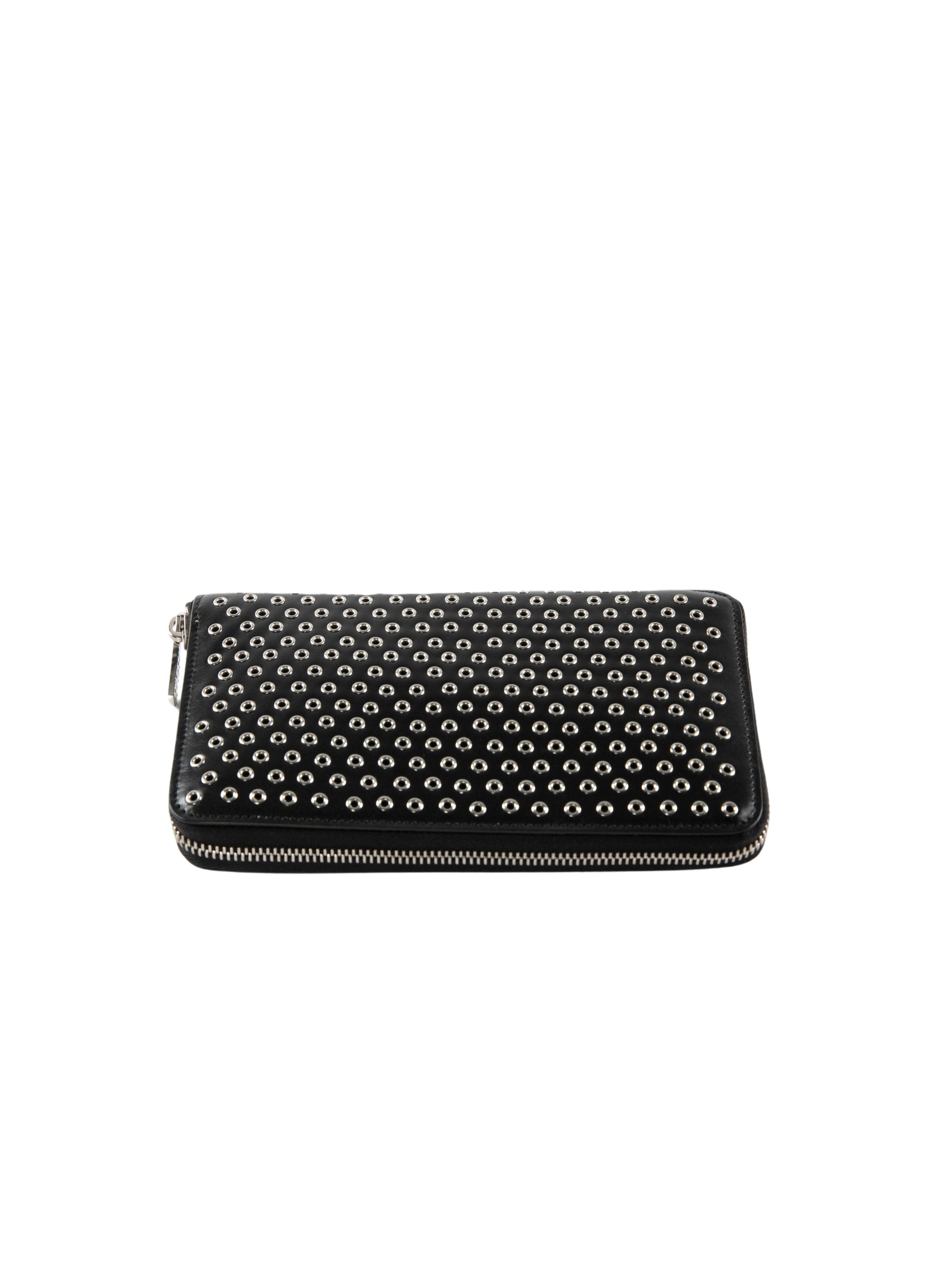 Leather eyelet wallet - Black intense
