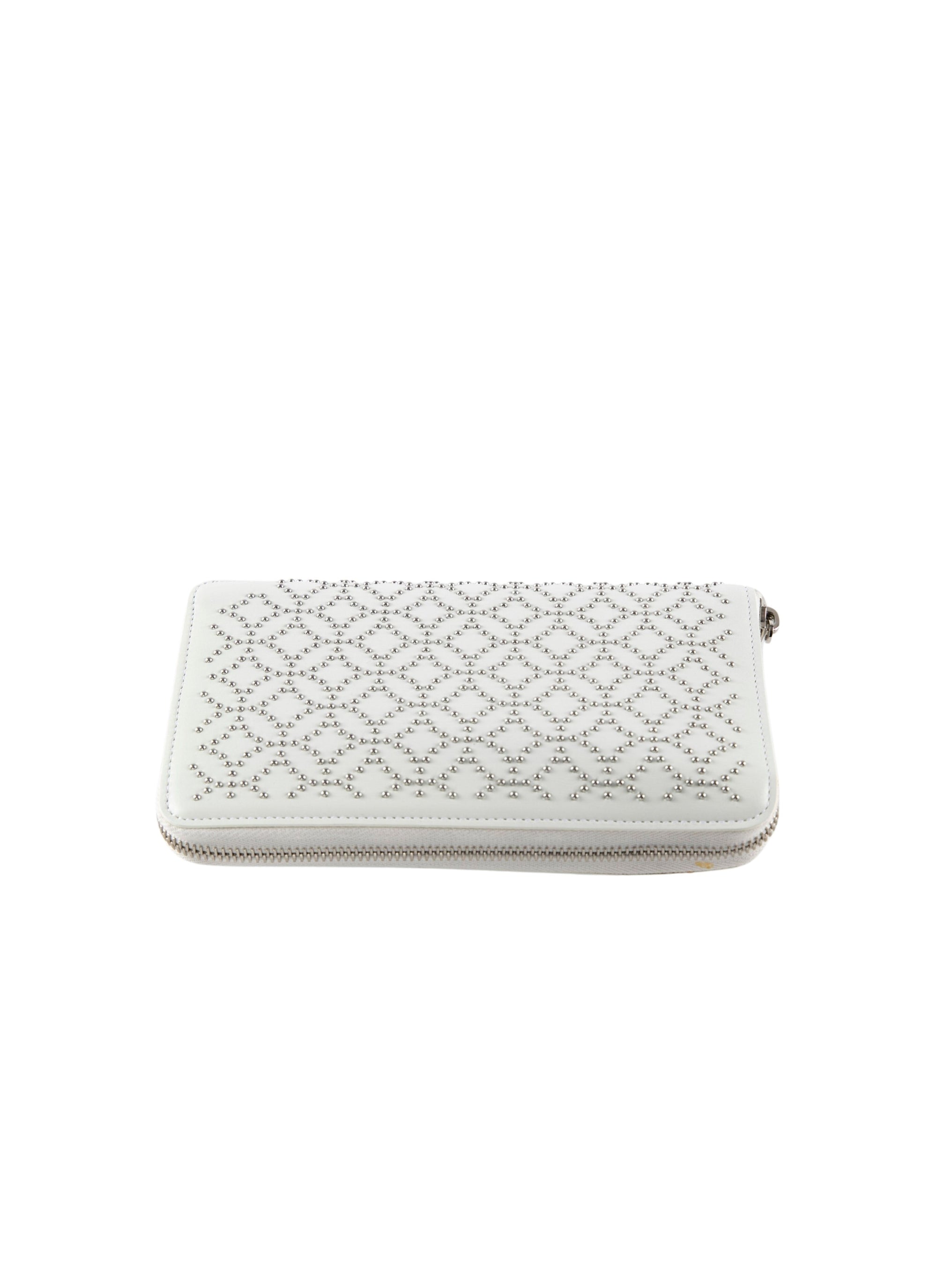 Studded leather wallet - Optic White