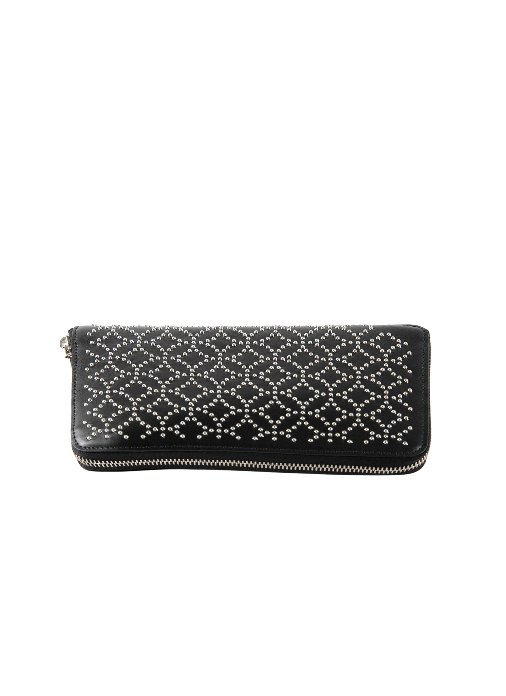 Studded leather wallet - Black intense