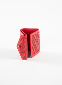 Portefeuille compact à bouton pression en cuir - Rouge Chair