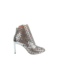 Bottines 90 perforées et cloutées all over en cuir - Rhodium