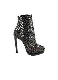 135 platform boots in leather - Black intense
