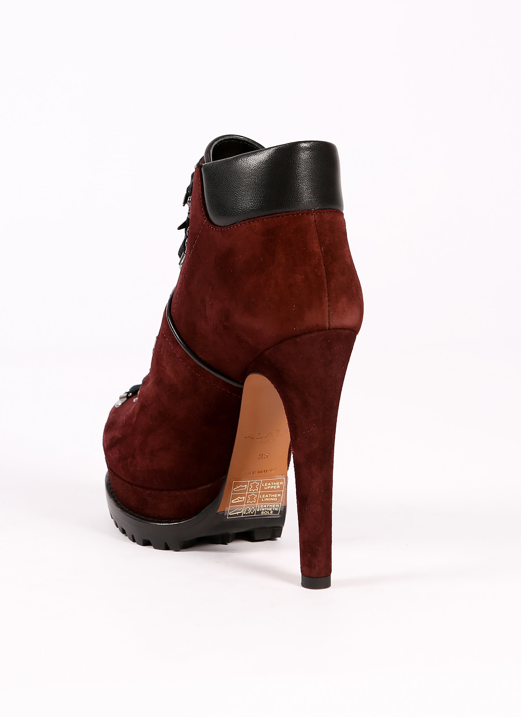 Bottines à plateforme 135 en velours - Cassis