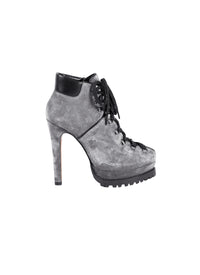 Bottines à plateforme en velours - Etain